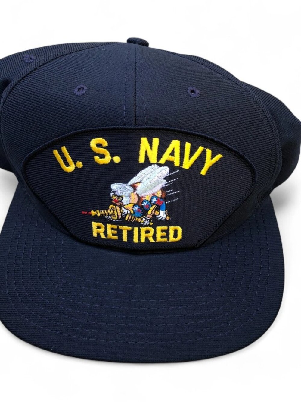 VTG EAGLE CREST U.S. NAVY Retired Seabees Snapback Hat Mens One Size Made in USA